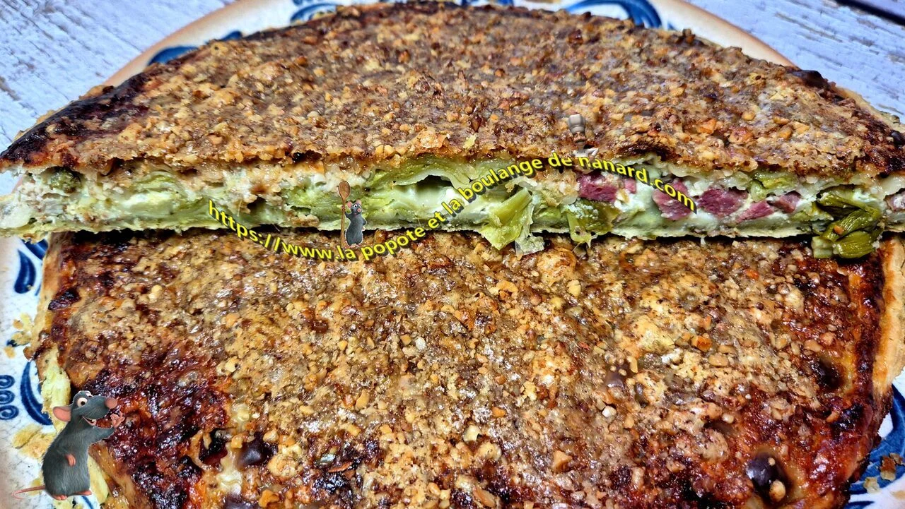 Tarte aux ravioles et asperges vertes