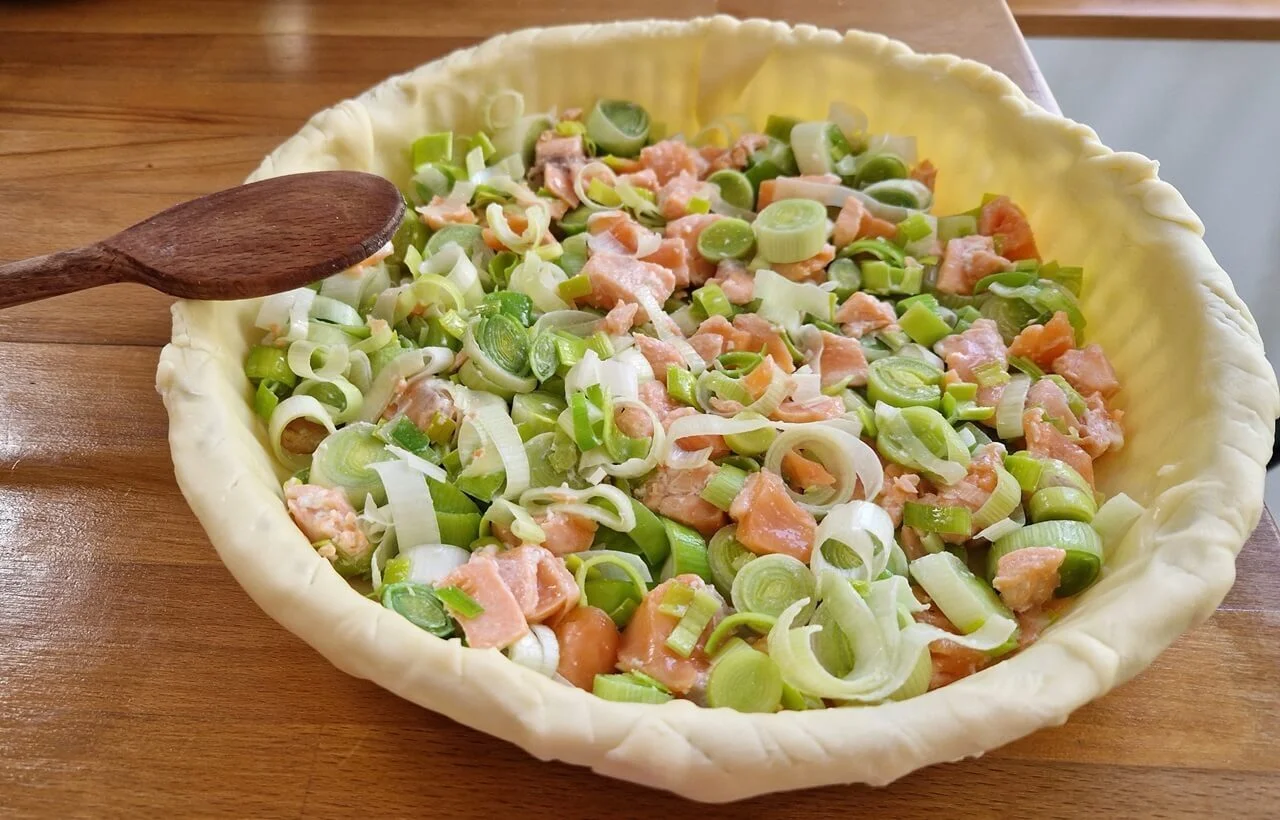 Quiche norvégienne saumon poireaux