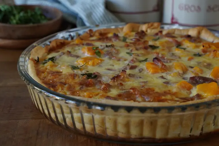 Tarte au potimarron, lardons fumés