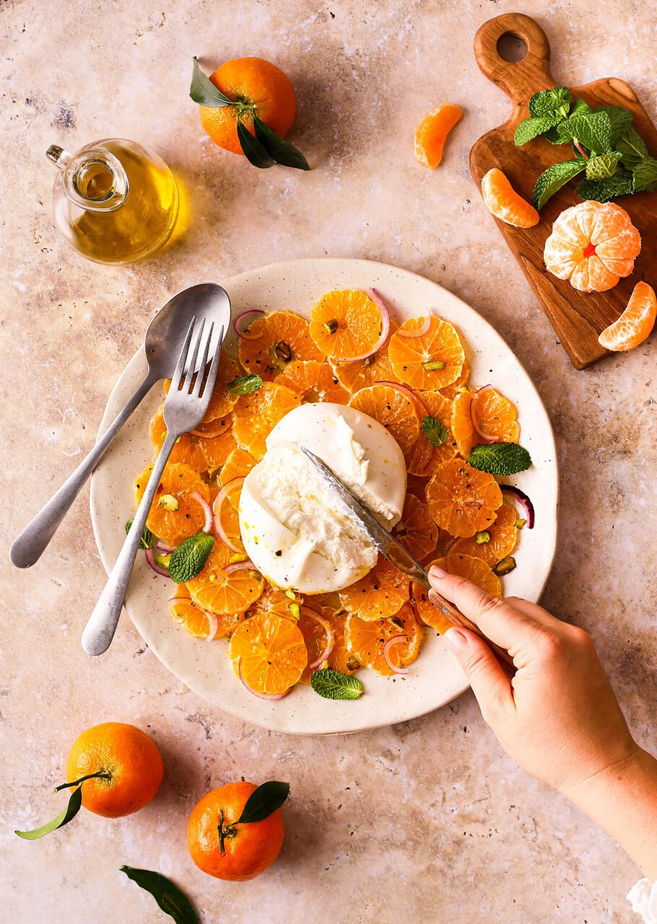 Carpaccio de clémentine de Corse à la burrata