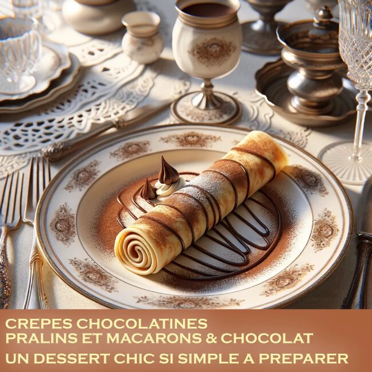 Crêpes chocolatines au praliné et macarons
