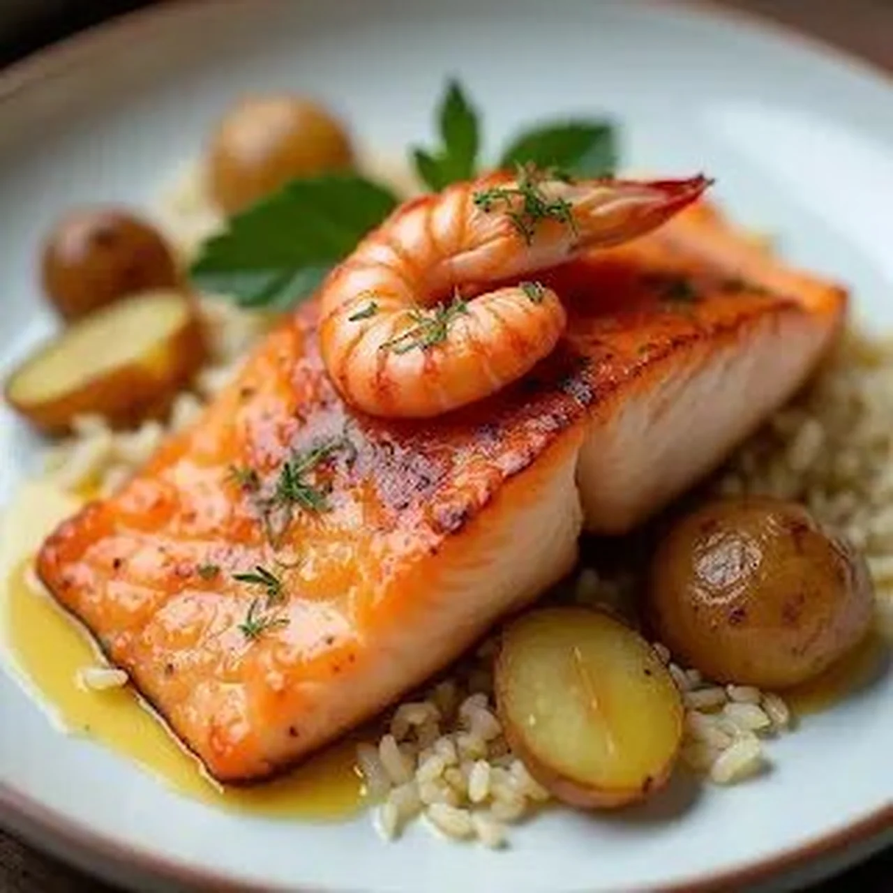 Pavé de saumon sauce au beurre d'écrevisses