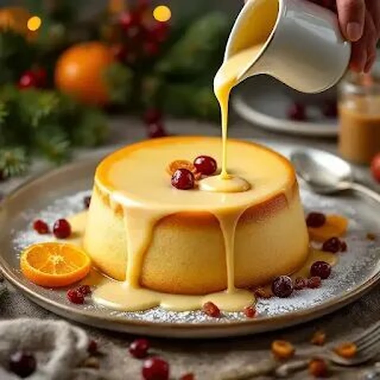 Pudding de crêpes aux fruits confits et sabayon