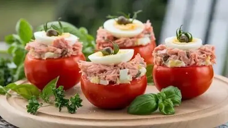 Tomates à l'Antiboise farcies au thon et mayonnaise
