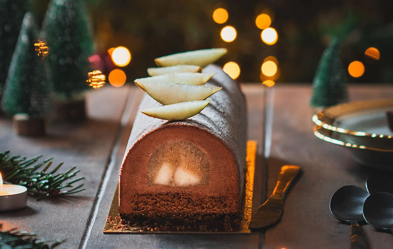 Bûche de Noël poires et chocolat