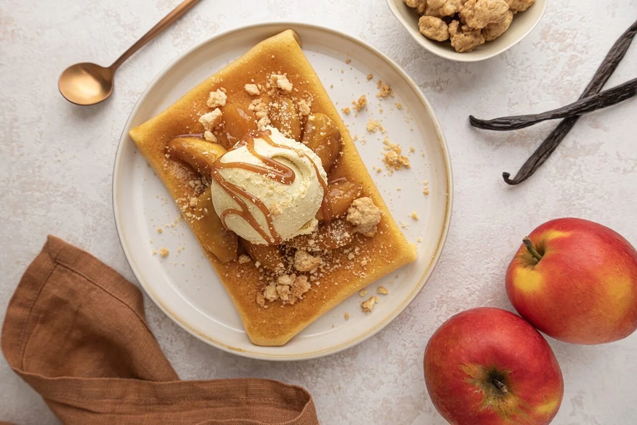 Crêpes façon Tatin au lait entier