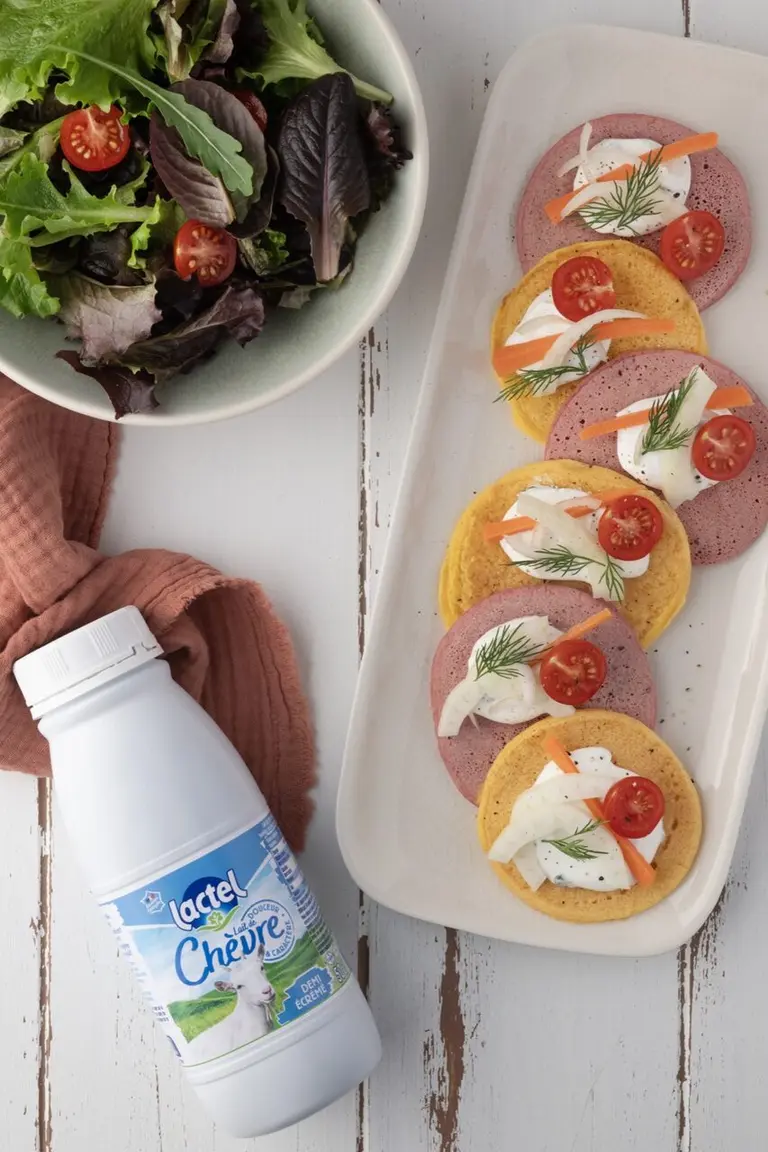 Pancakes aux légumes et lait de chèvre