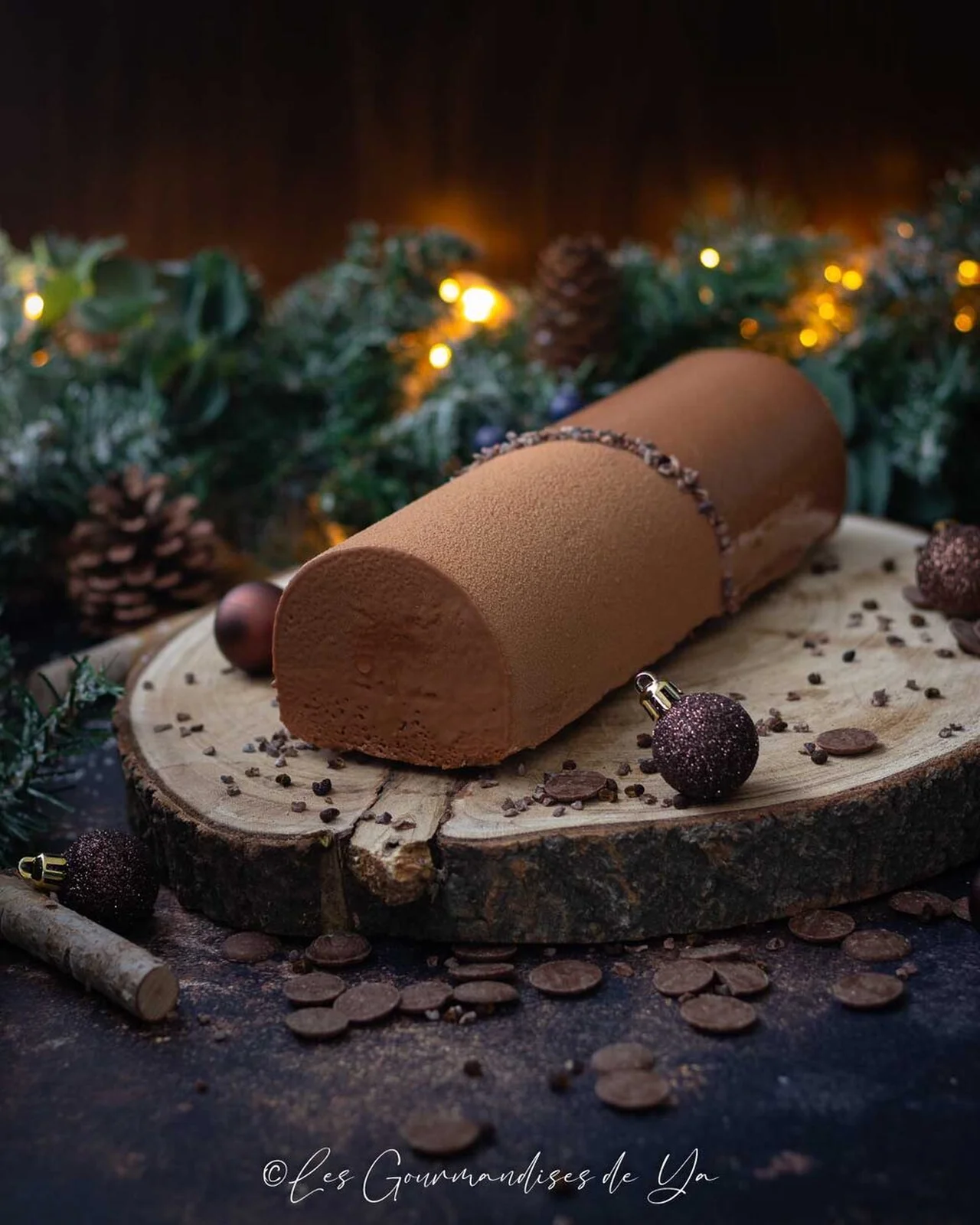 Bûche Mogador chocolat au lait et passion