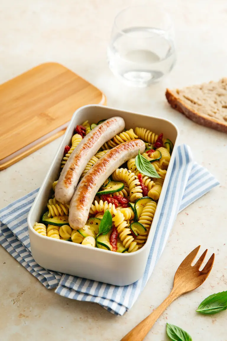 Salade de pâtes et saucisses de lapin provençales