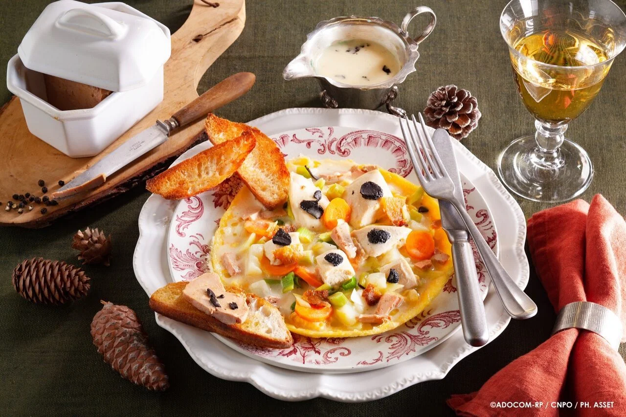 Omelette béarnaise façon poule au pot truffée