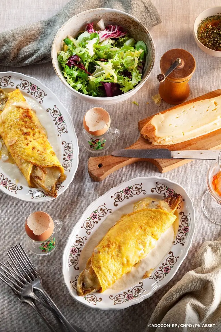 Omelette du Ch'Nord aux endives et au Maroilles