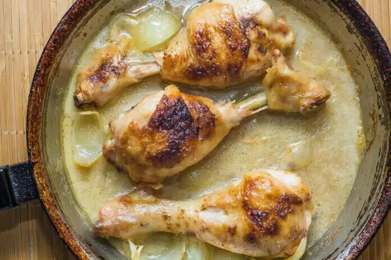 Cuisses de poulet à la crème de moutarde