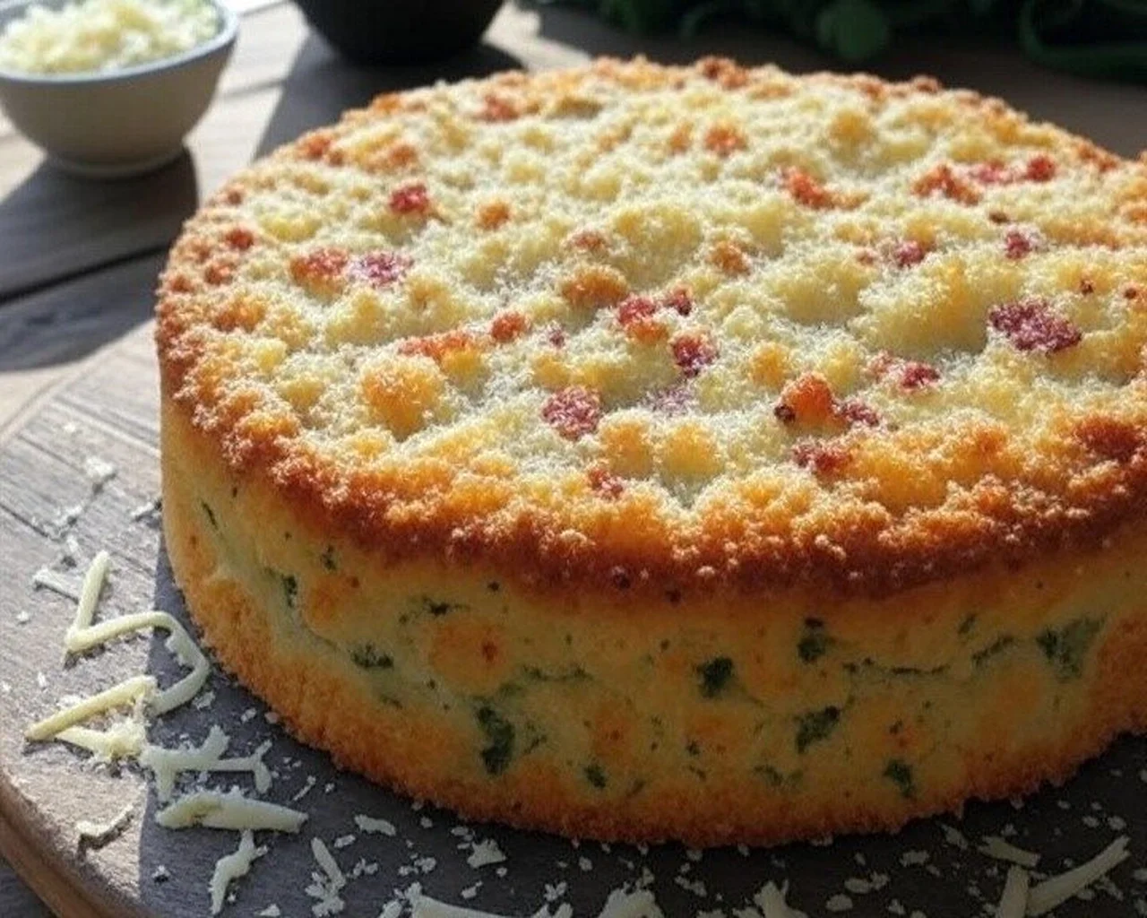 Cake salé aux légumes, lardons et fromage