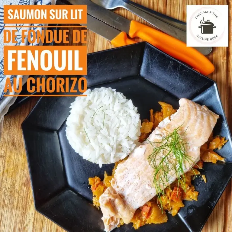 Saumon sur fondue de fenouil au chorizo