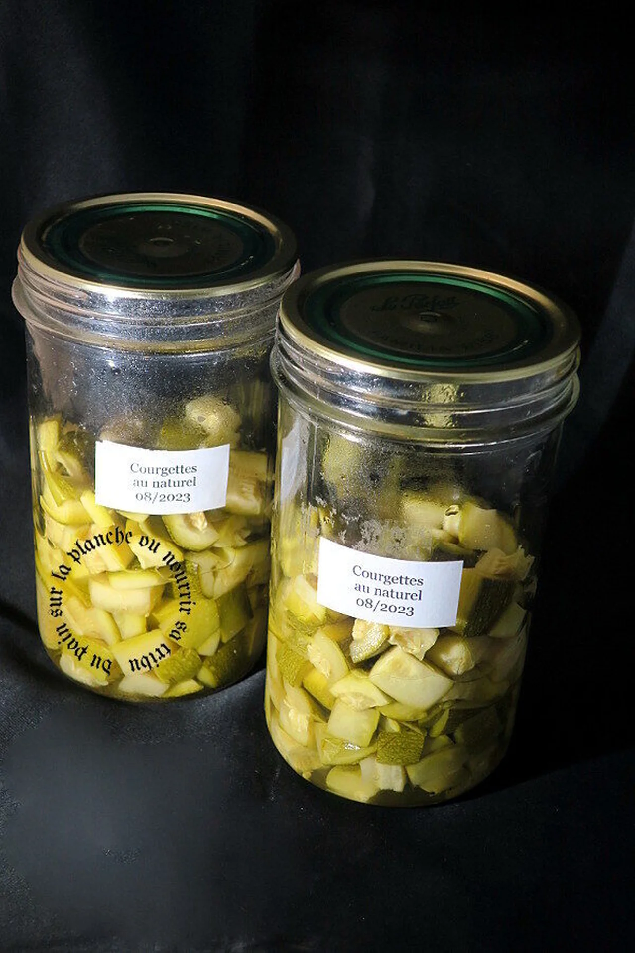 Courgettes au naturel en conserve
