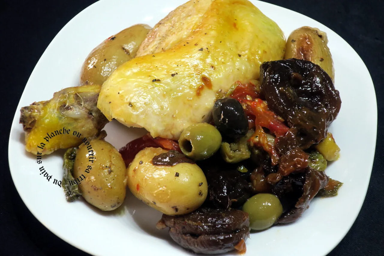 Poulet en cocotte aux fruits secs et légumes