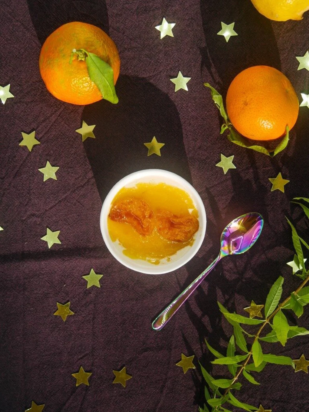 Panna cotta au lait d'amande, clémentine rôtie