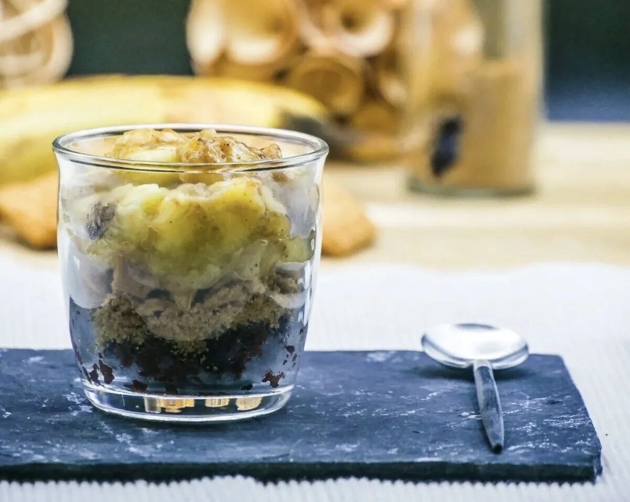 Verrine boudin noir, spéculoos, banane