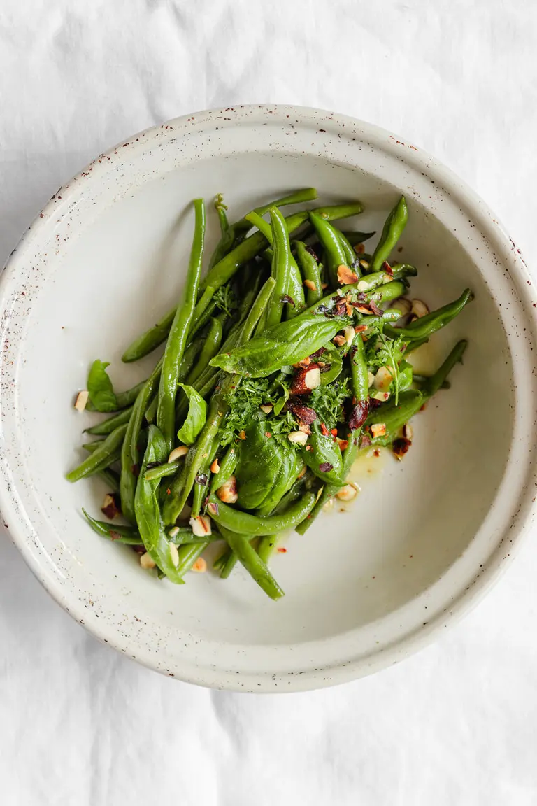 Salade de haricots verts et vinaigrette au citron