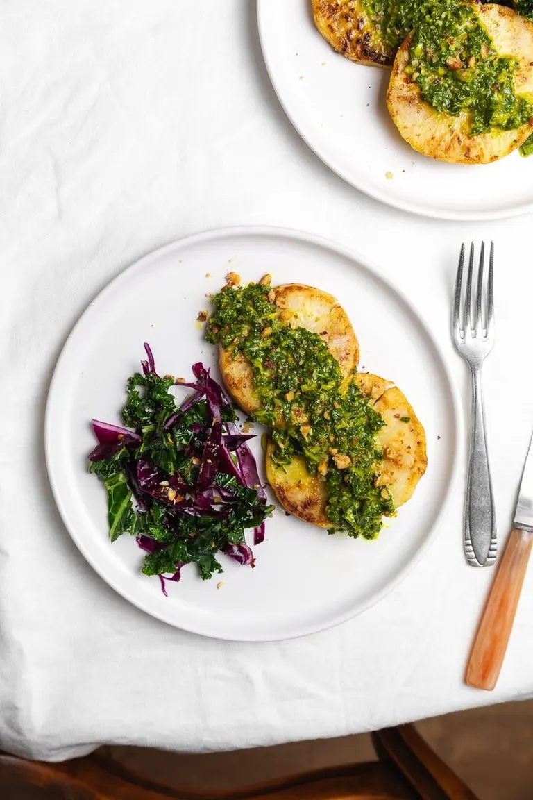 Steak de céleri et gremolata à la clémentine