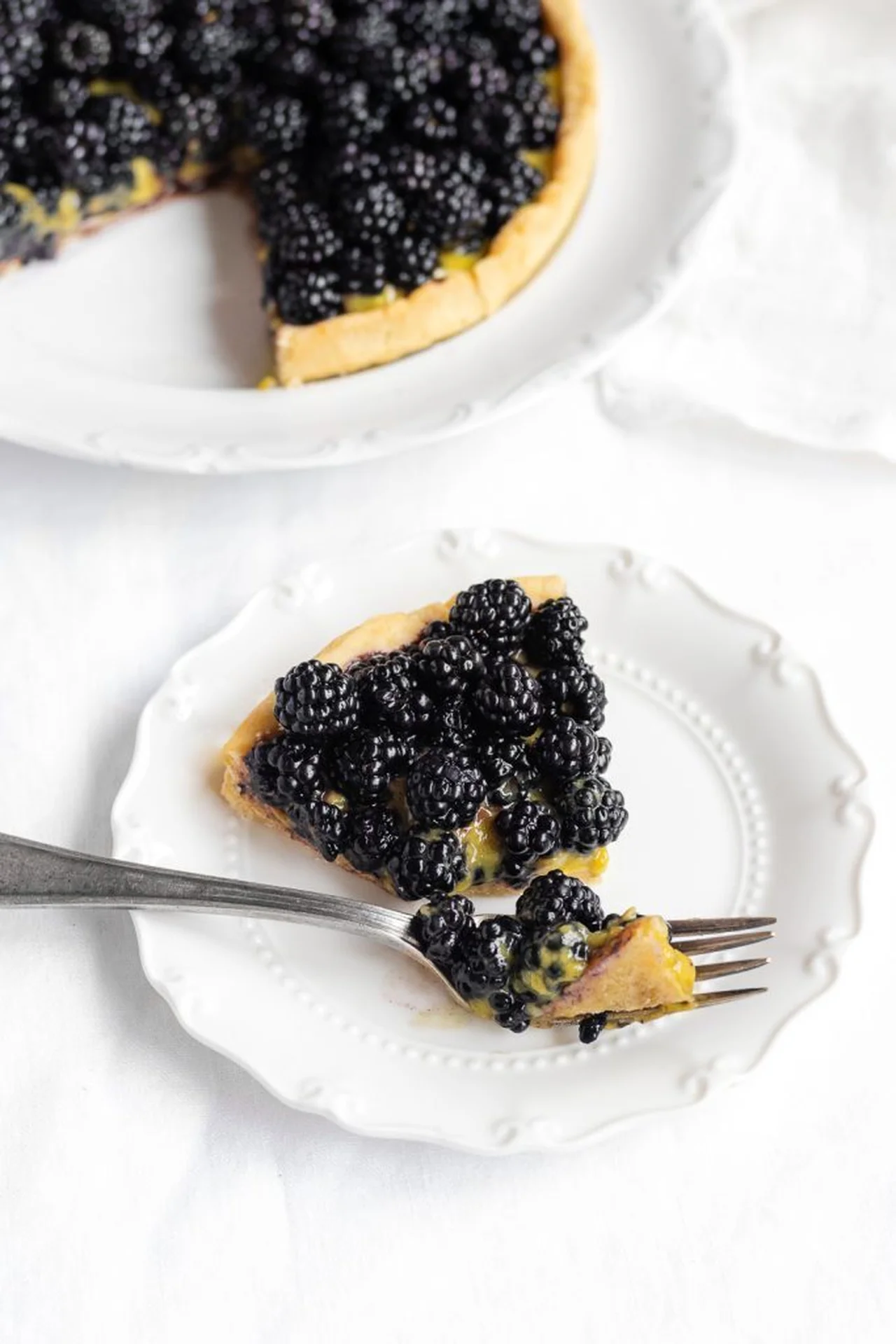 Tarte aux mûres et crème pâtissière vegan