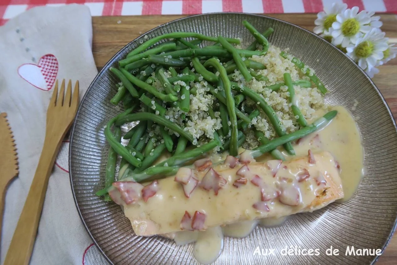 Saumon à la sauce au cidre et chorizo
