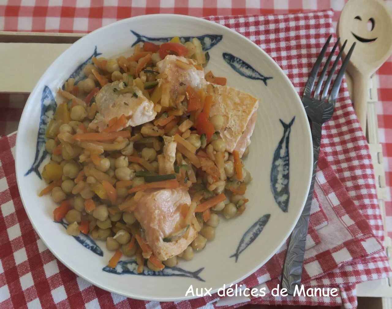 Saumon aux légumes surgelés et pois chiches