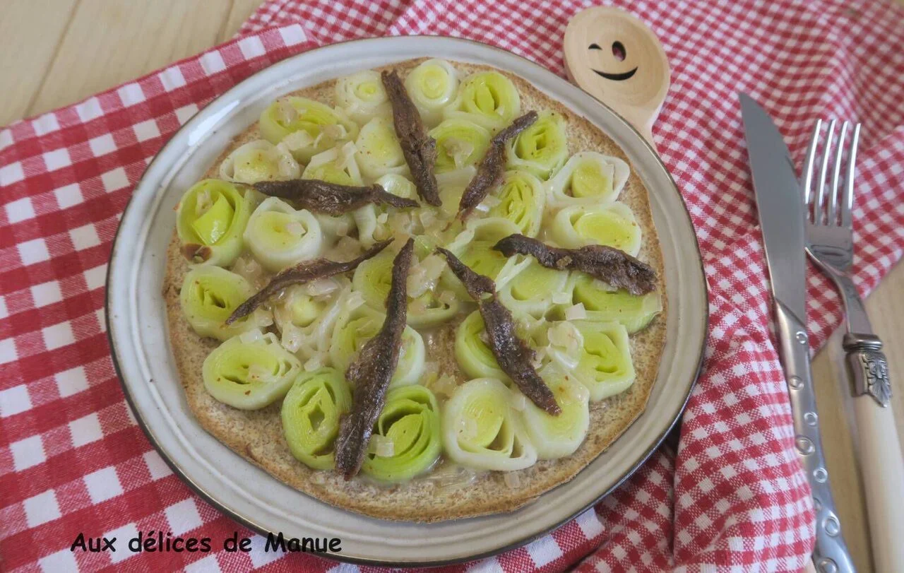 Tarte wrap au poireau, cancoillotte et anchois