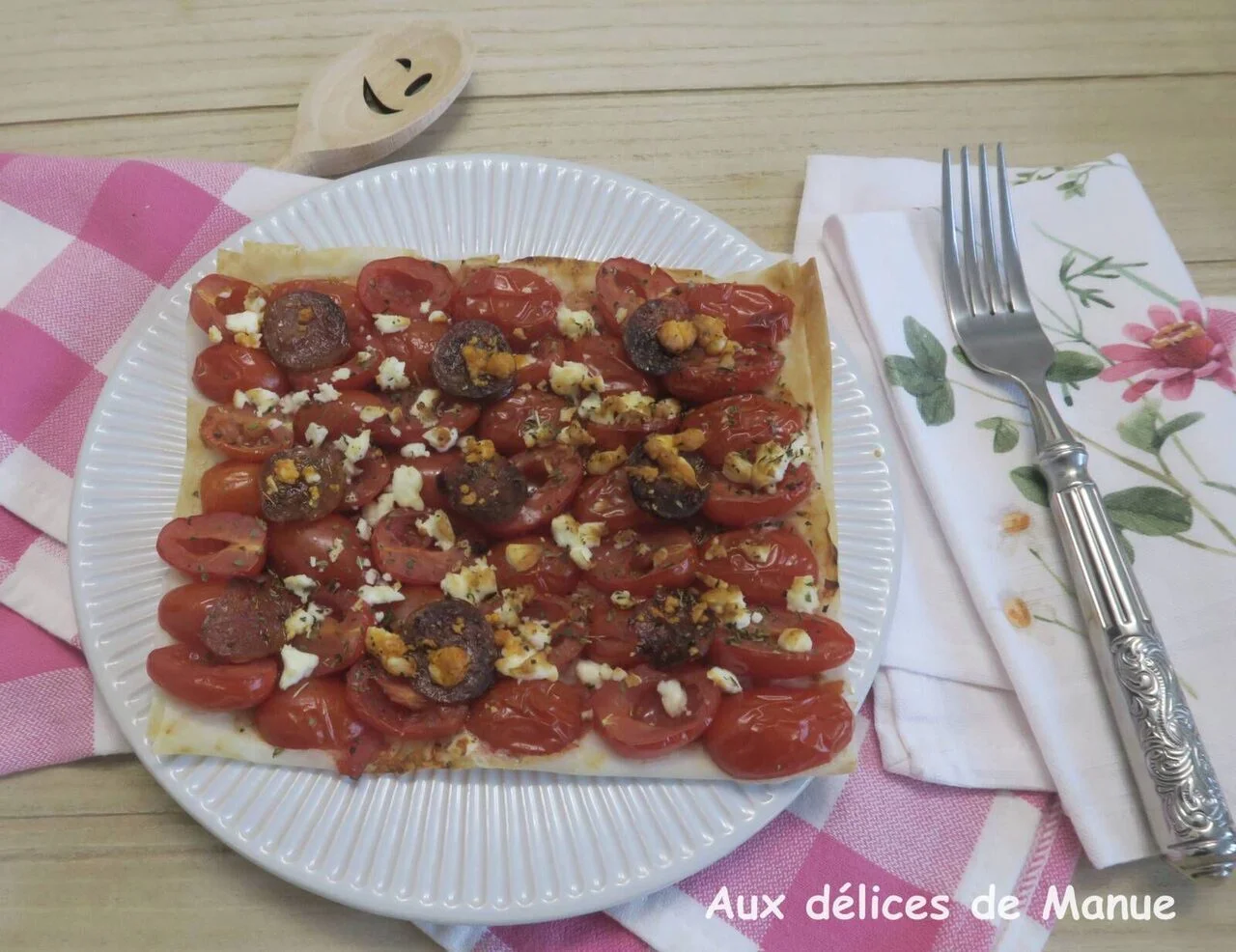 Tartelette filo tomates cerises, chorizo et feta