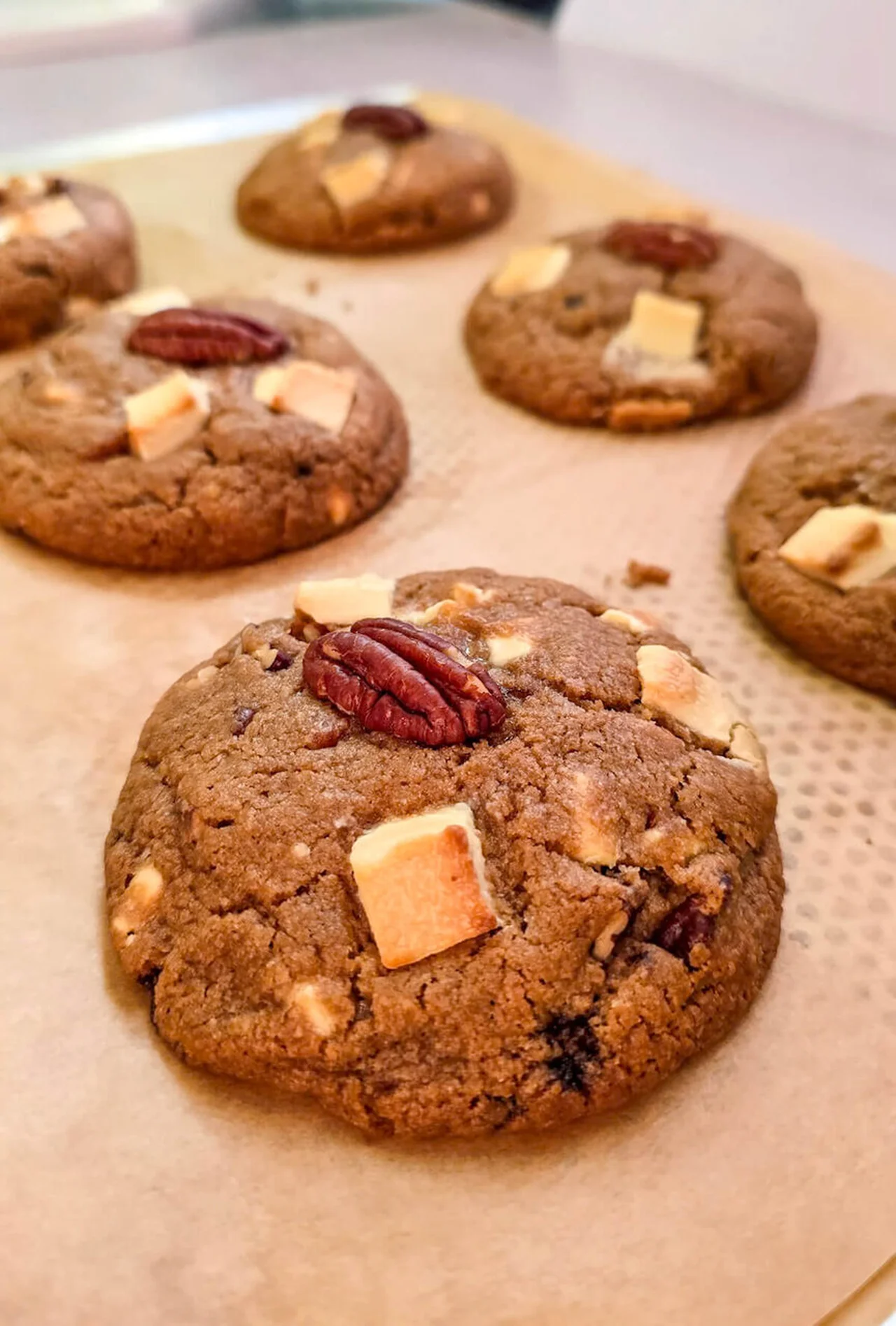 Cookies chocolat blanc praliné