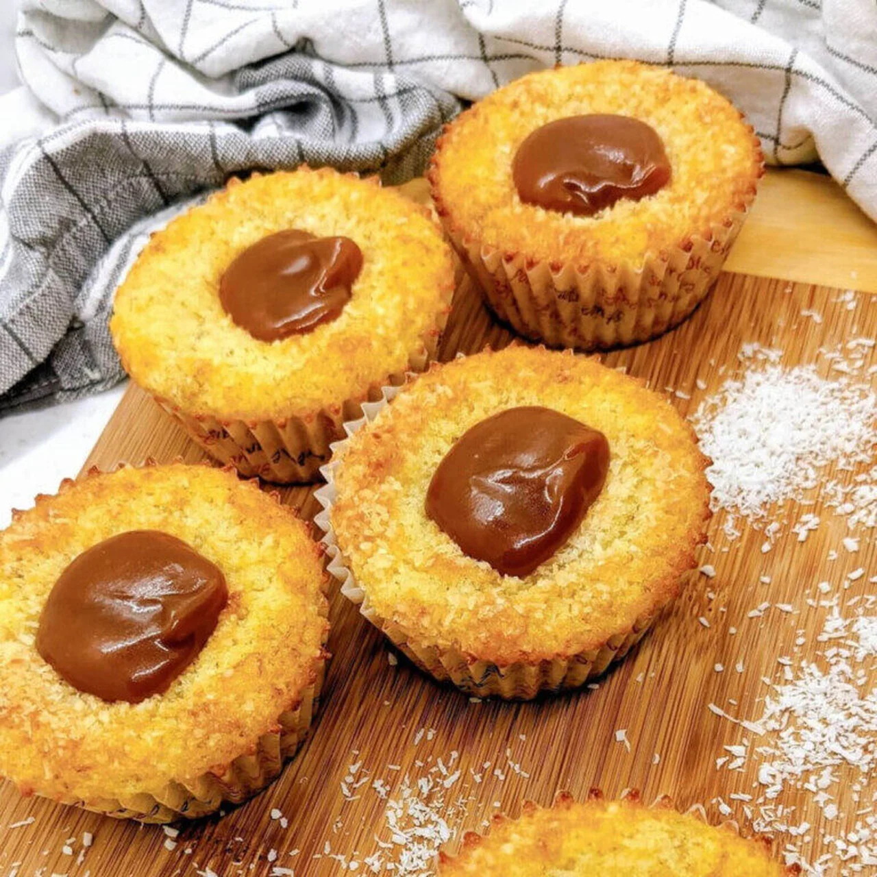 Muffins banane cœur caramel