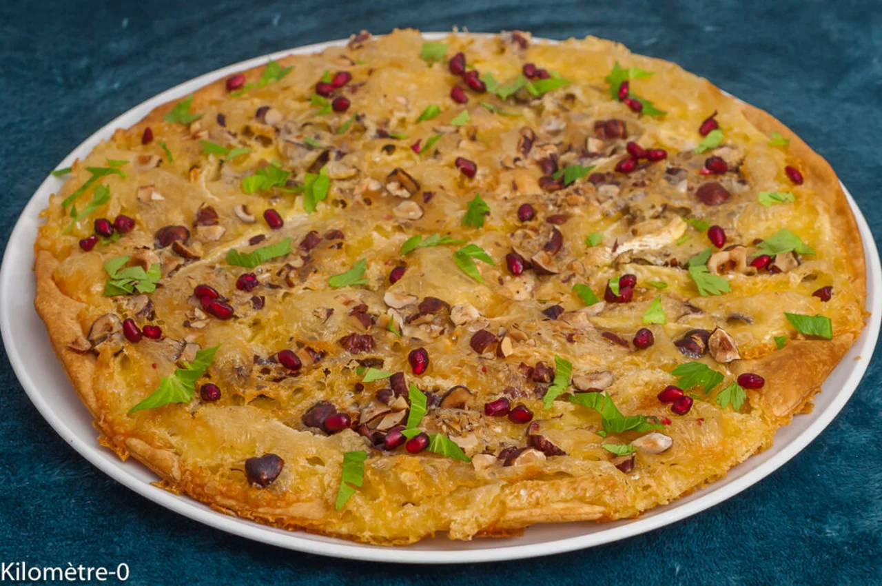 Tarte au camembert et graines de grenade
