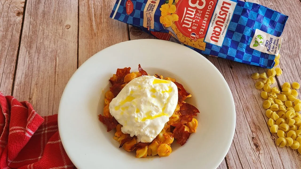 Pâtes à la sauce aux poivrons et bacon de chorizo