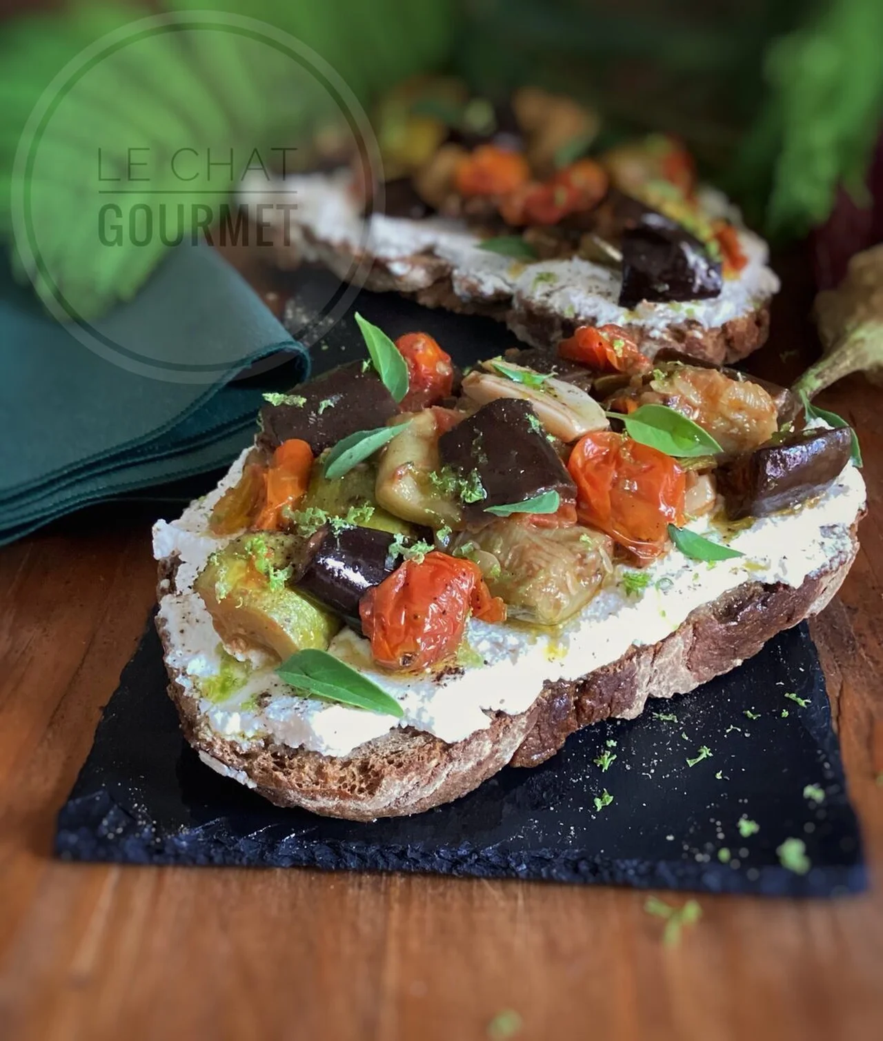 Bruschettas à la ricotta et légumes rôtis