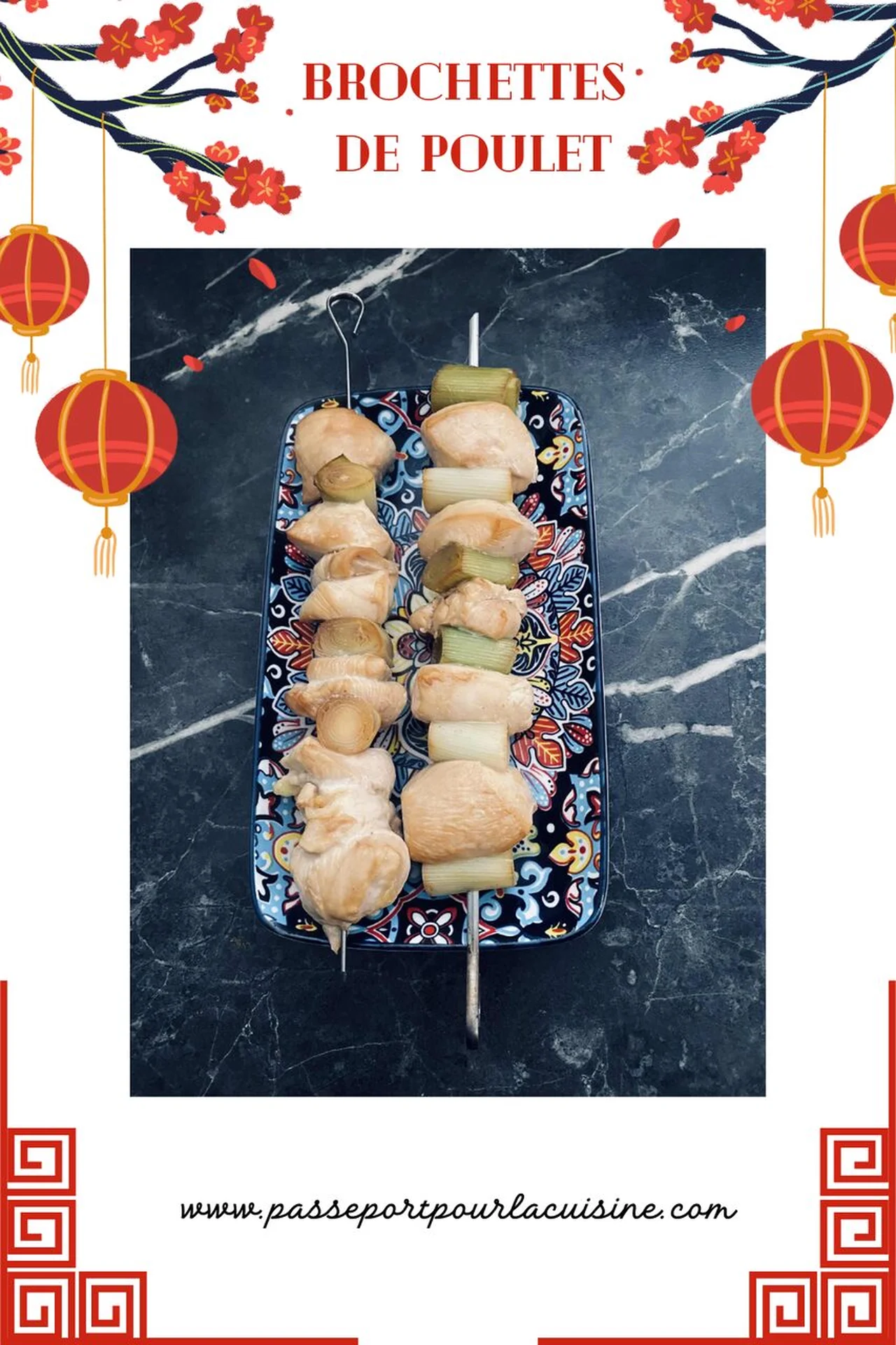 Yakitori de poulet aux poireaux