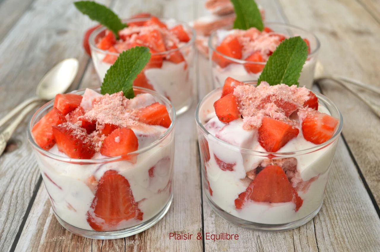Verrine de fromage blanc et fraises