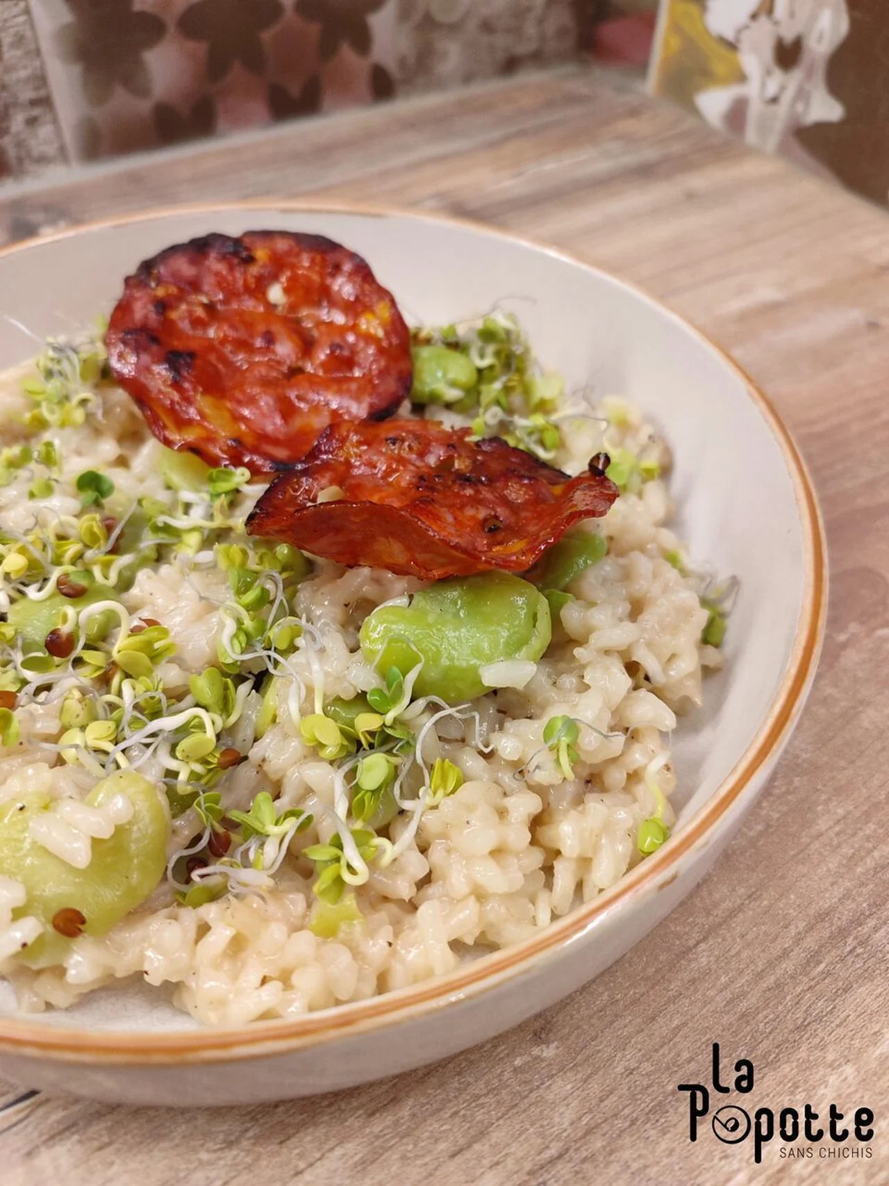 Risotto aux fèves et graines germées