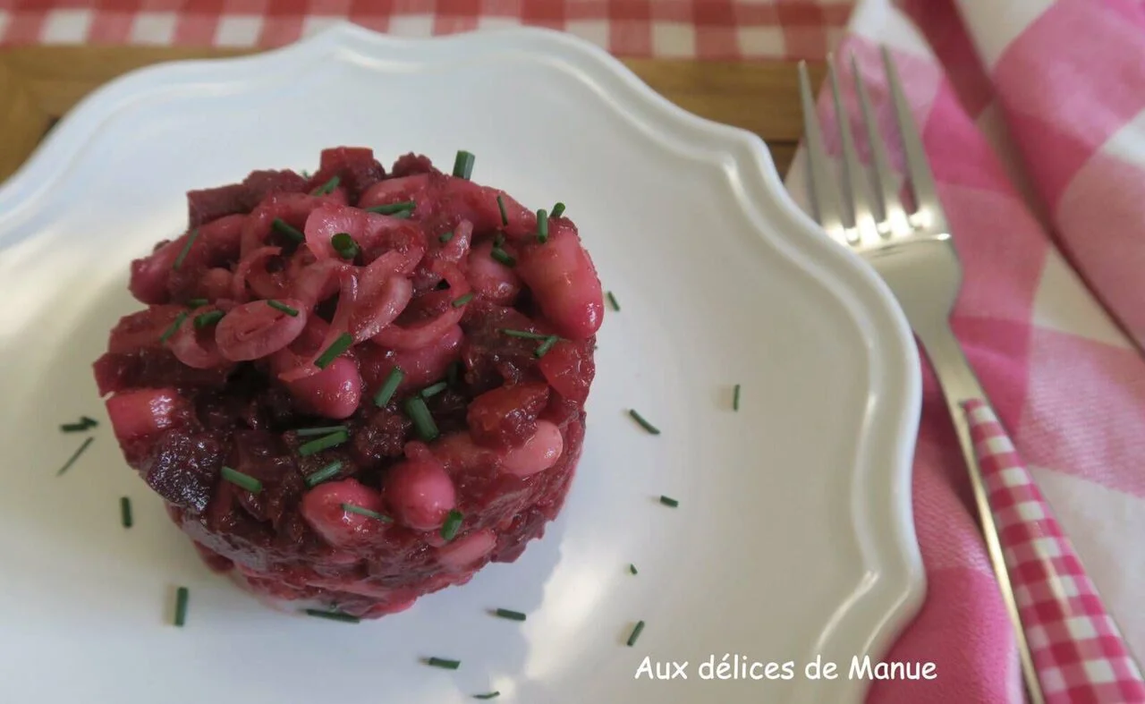 Salade de mogettes de Vendée, betterave, tomates et concombre