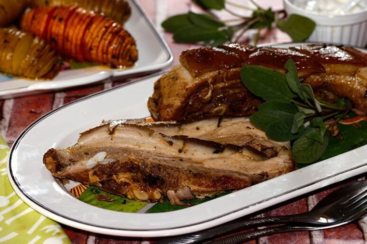 Poitrine de porc confite à la sauge