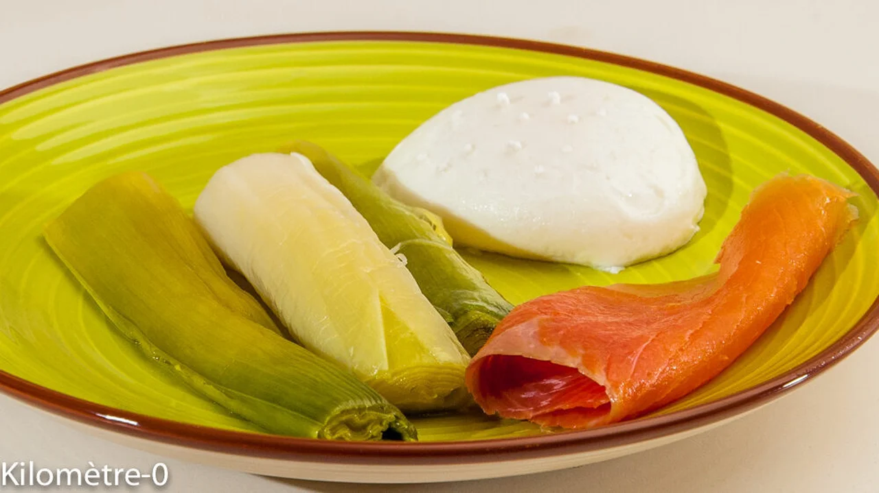 Salade de poireaux aux oeufs et à la truite fumée