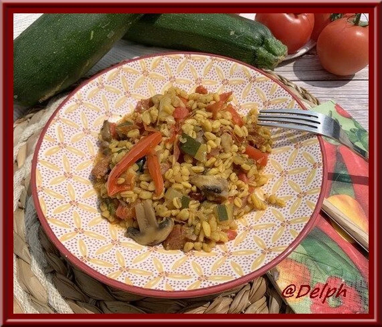 Blé aux légumes et chorizo