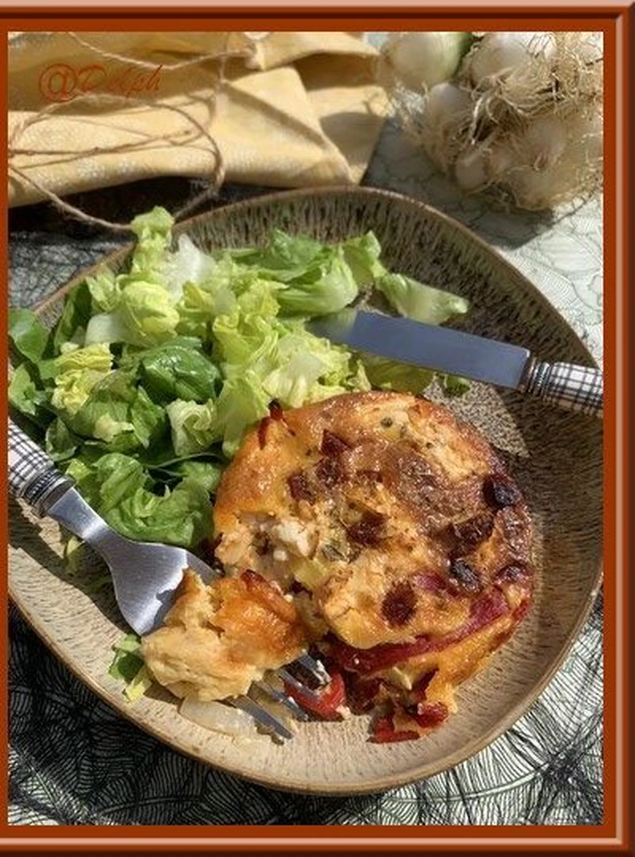 Clafoutis aux poivrons, chorizo et feta
