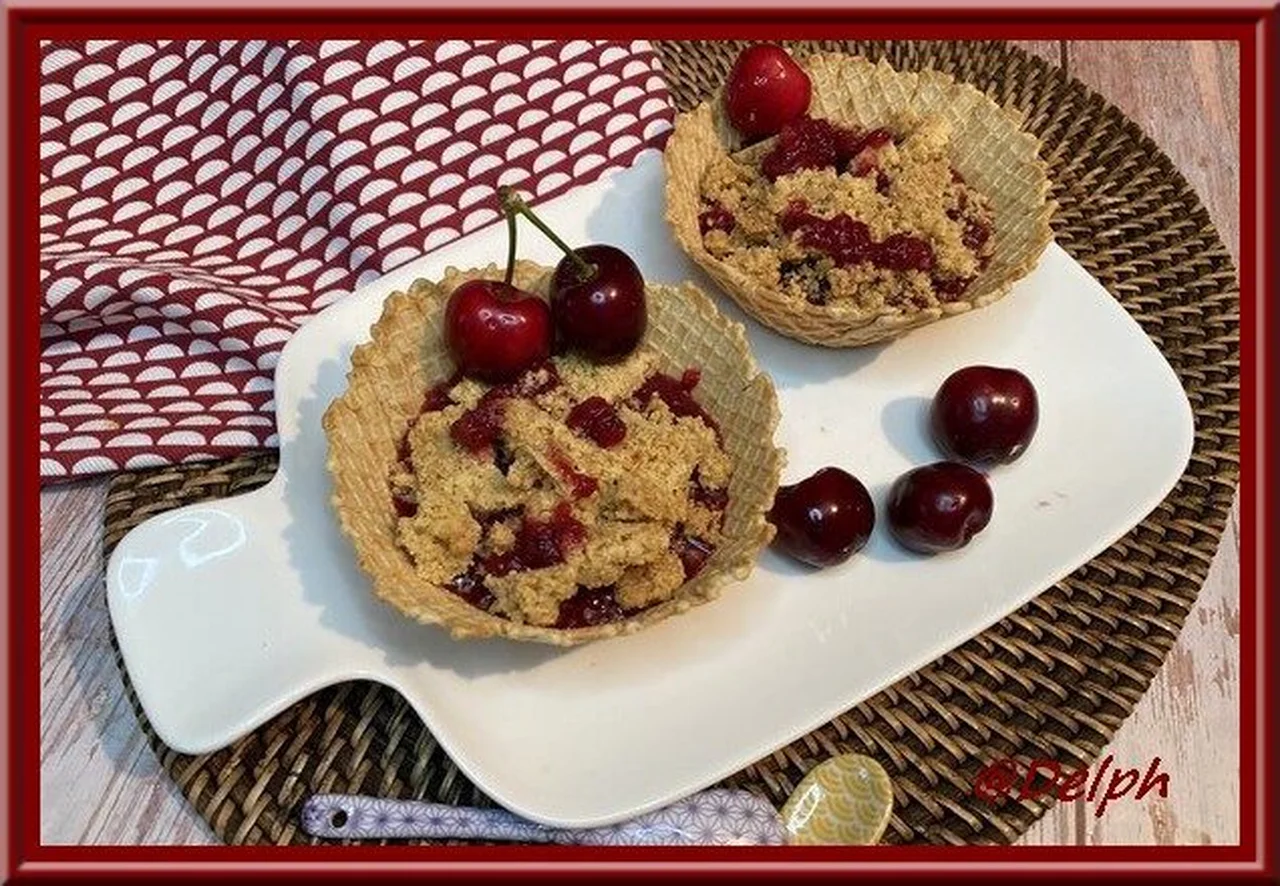 Compote de cerises et kiwis avec topping crumble