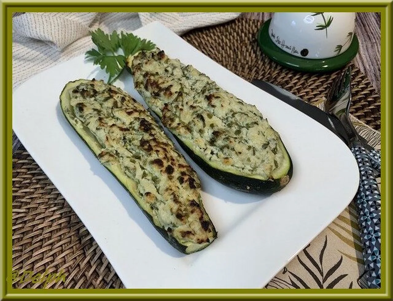 Courgettes farcies au poulet et chèvre