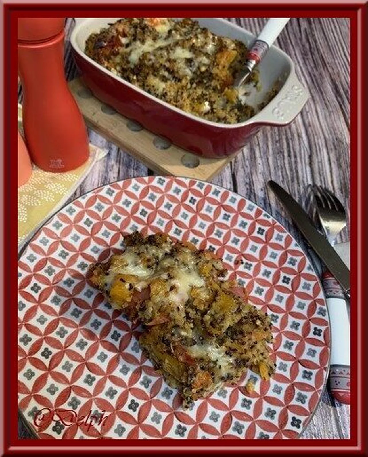 Gratin de butternut, quinoa au Comté