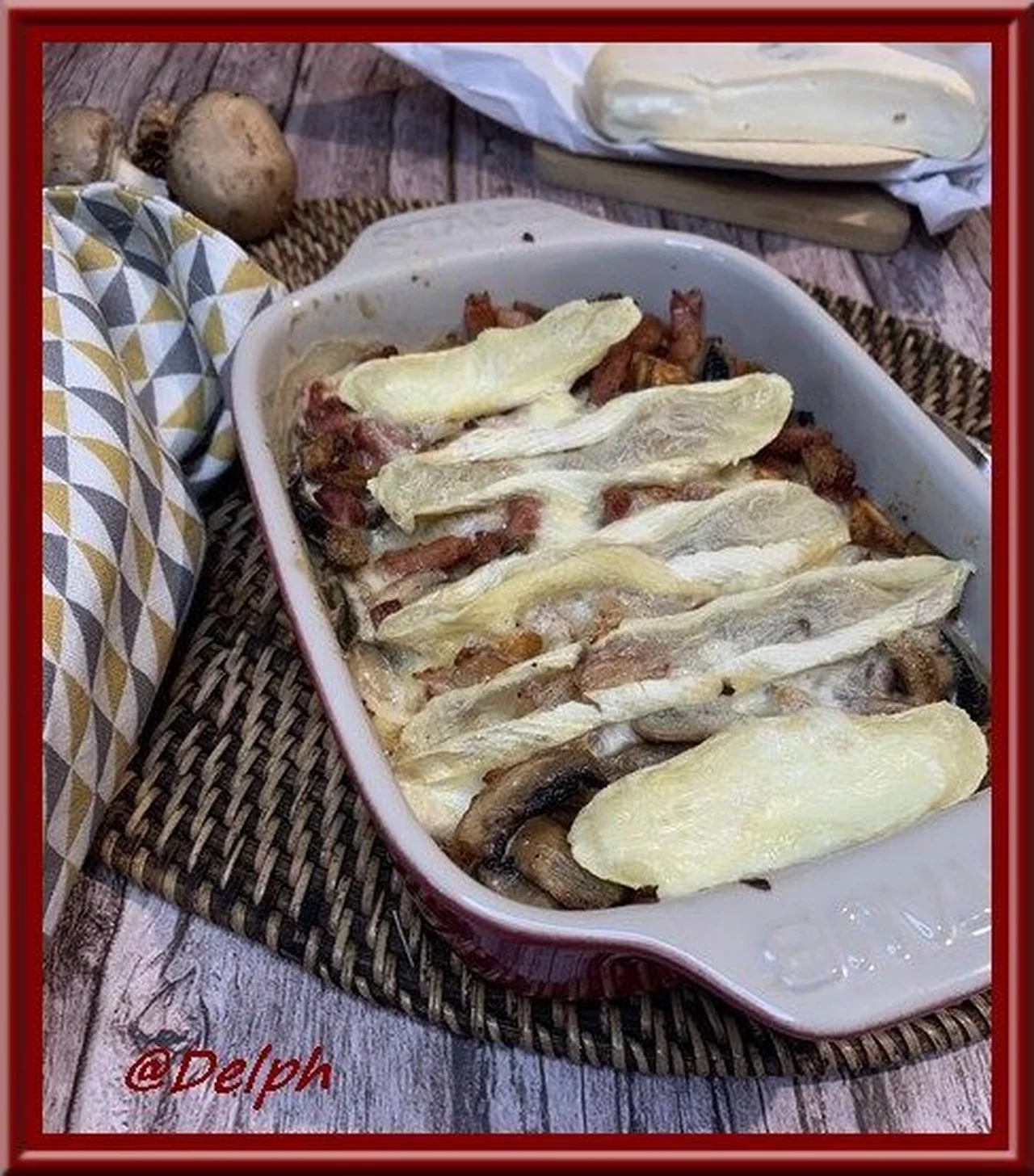 Gratin de patate douce, champignons et reblochon