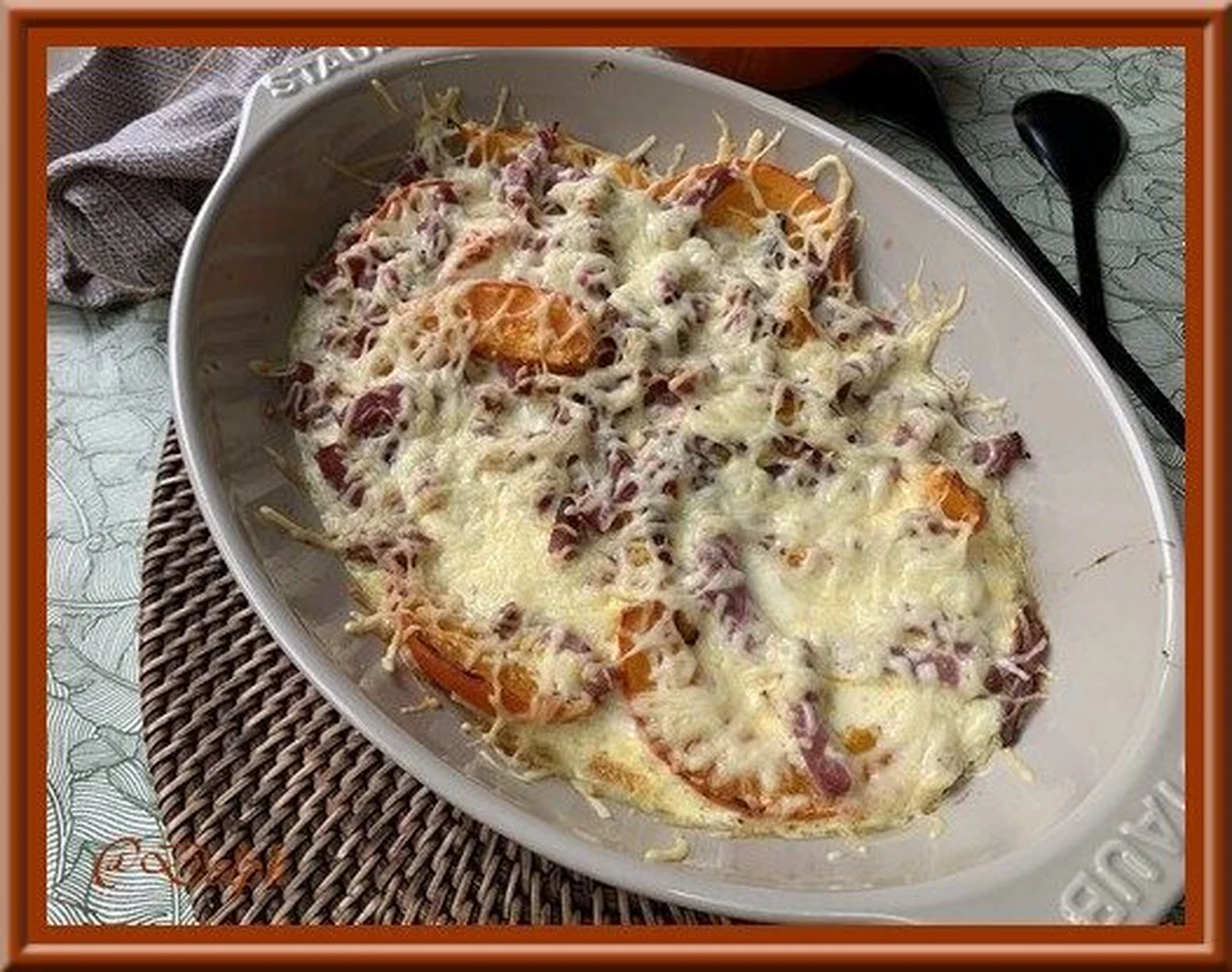 Gratin de potimarron et lardons de volaille