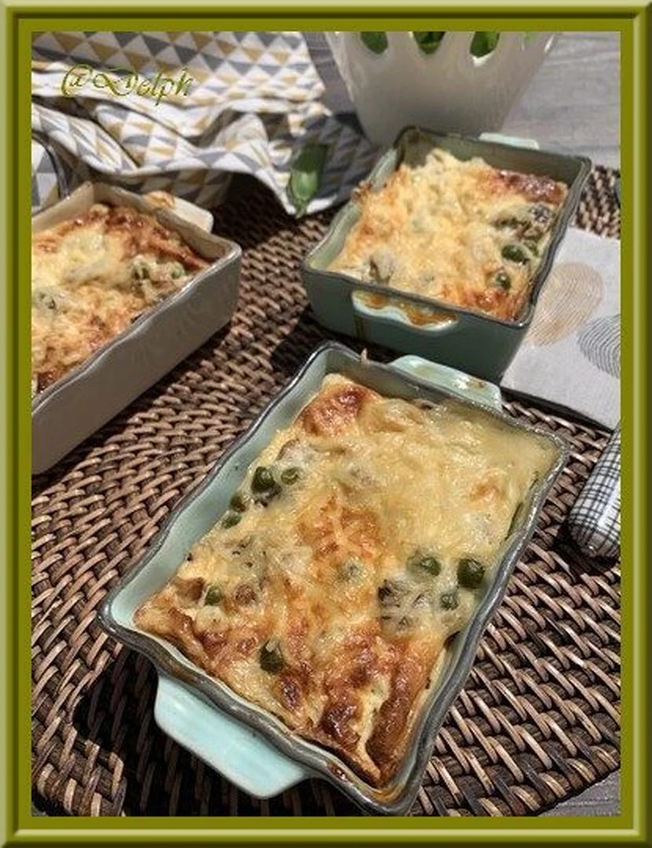 Petits gratins champignons, petits pois et thon