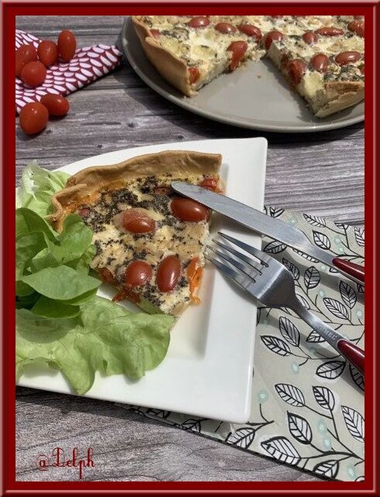 Quiche tomates cerise, mozzarella et pignons de pin