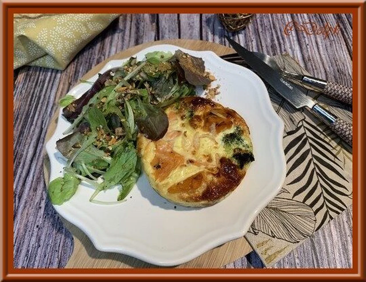 Quiche brocoli, patate douce et saumon fumé